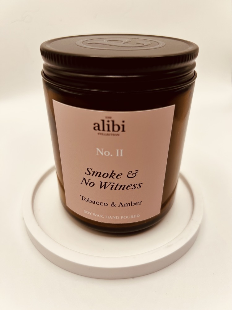 Smoke & No Witness candle, lid on