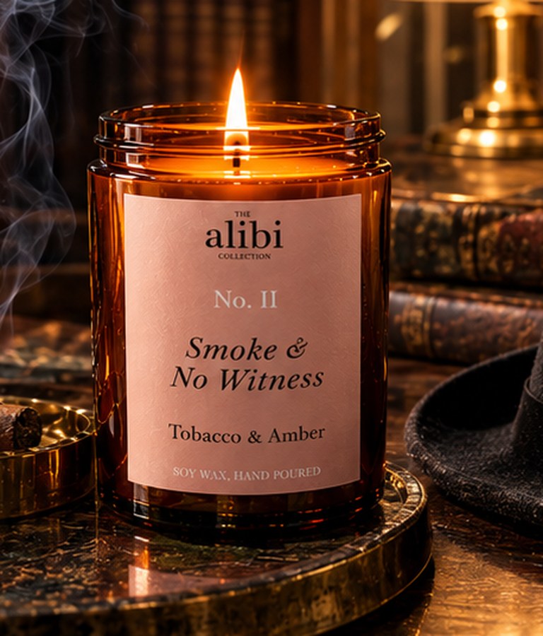 Smoke & No Witness candle just extinguished, smoke curling up beside a playing card